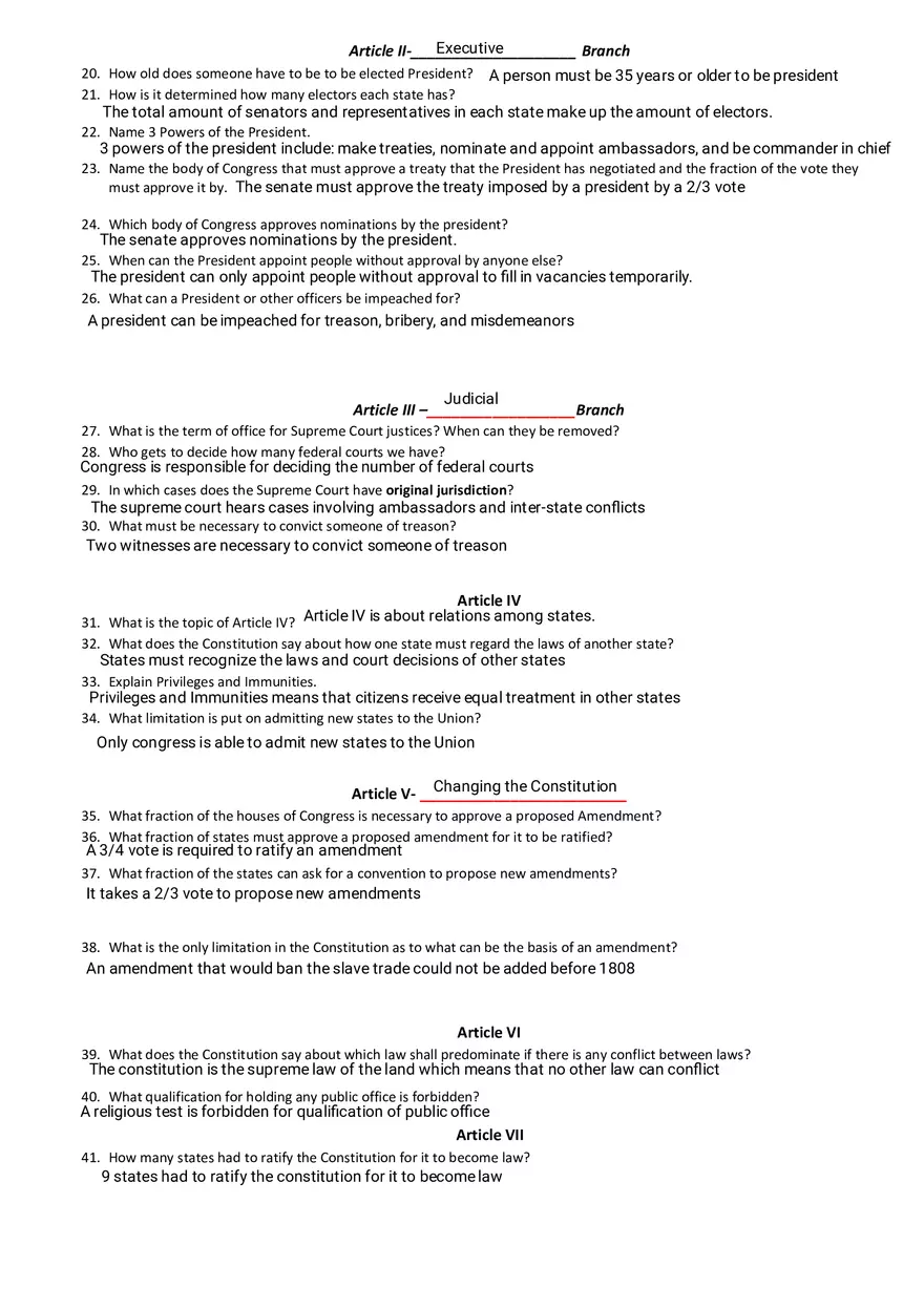 Constitution Scavenger Hunt - Understanding the Legislative Branch - Page 2