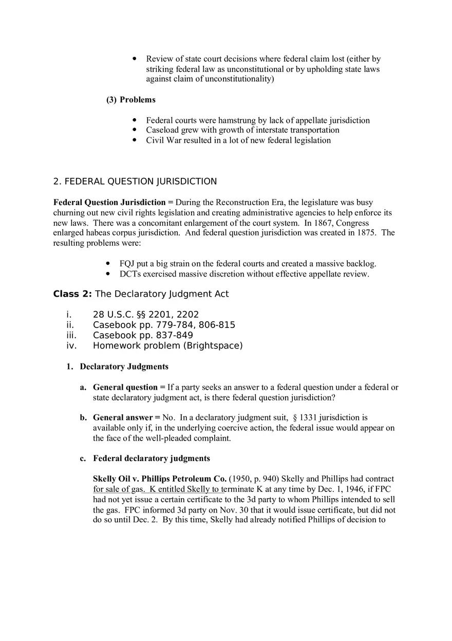 Federal Courts Outline Part 1 - Page 2