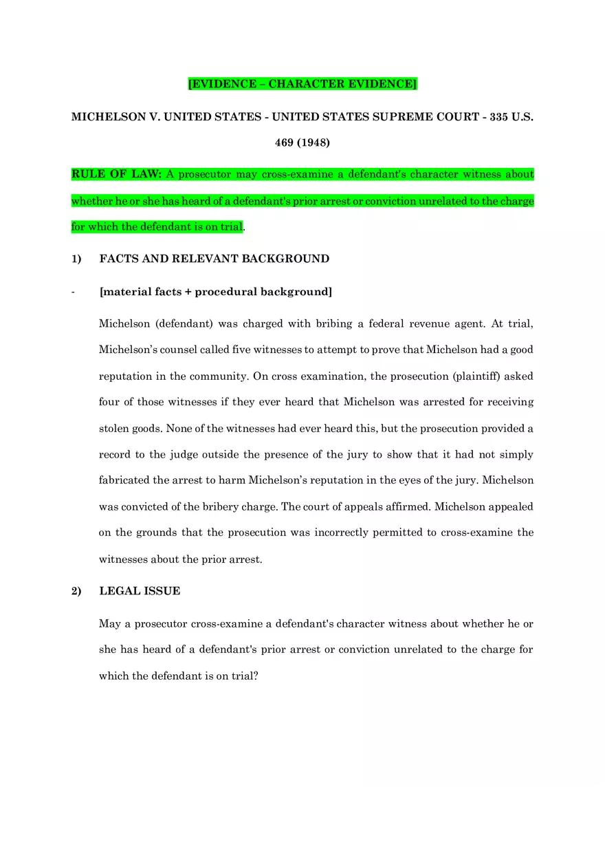 Case Brief Michelson v. US - Page 1