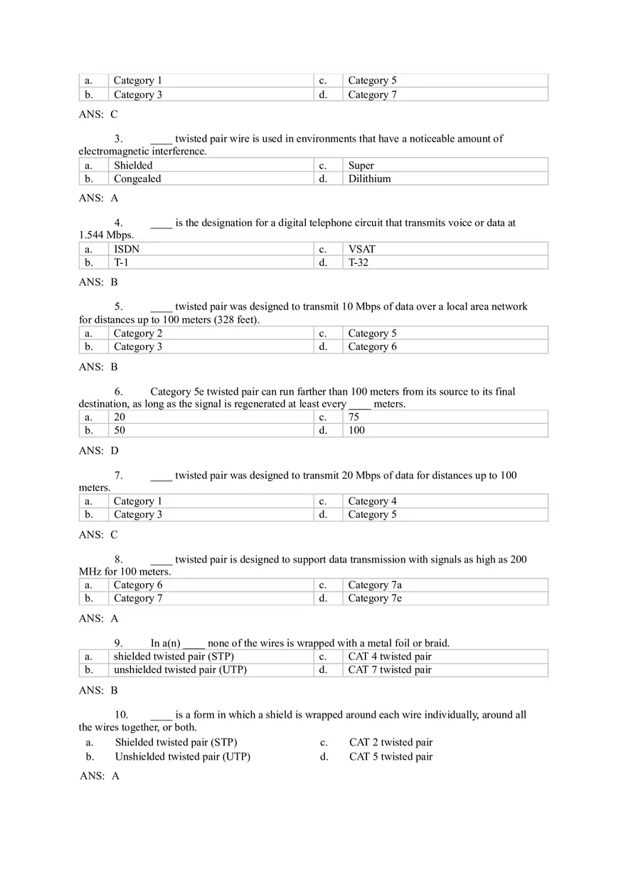 Introduction to Computer Networks Answer Key Part 1 - Page 10