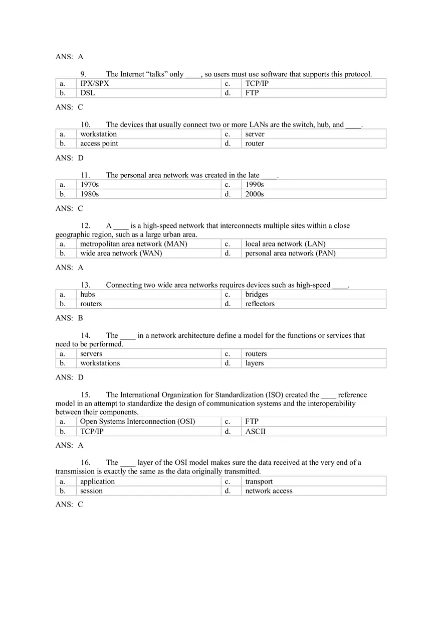 Introduction to Computer Networks Answer Key Part 1 - Page 2