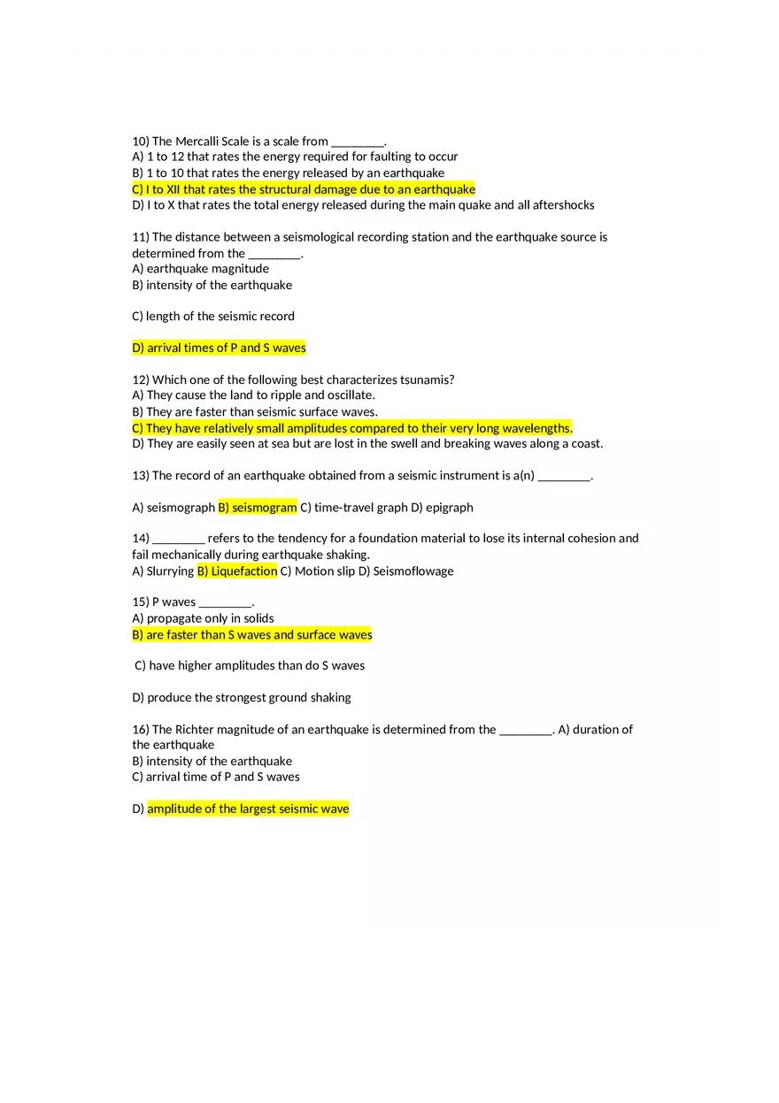 Earthquakes Review Quiz - Page 2