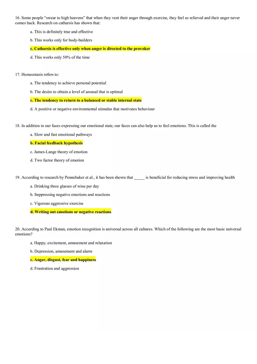 Emotion, Stress and Coping Practice Quiz - Page 4