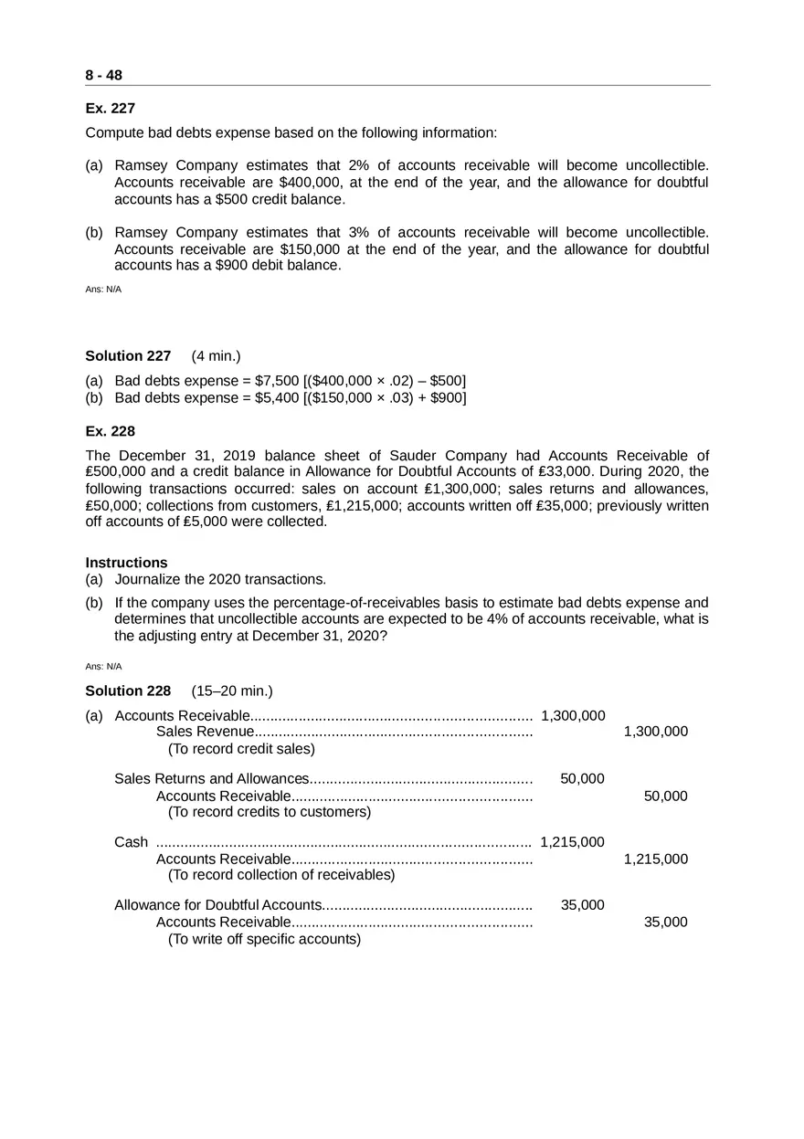 Accounting for Receivables Answer Key Part 5 - Page 7