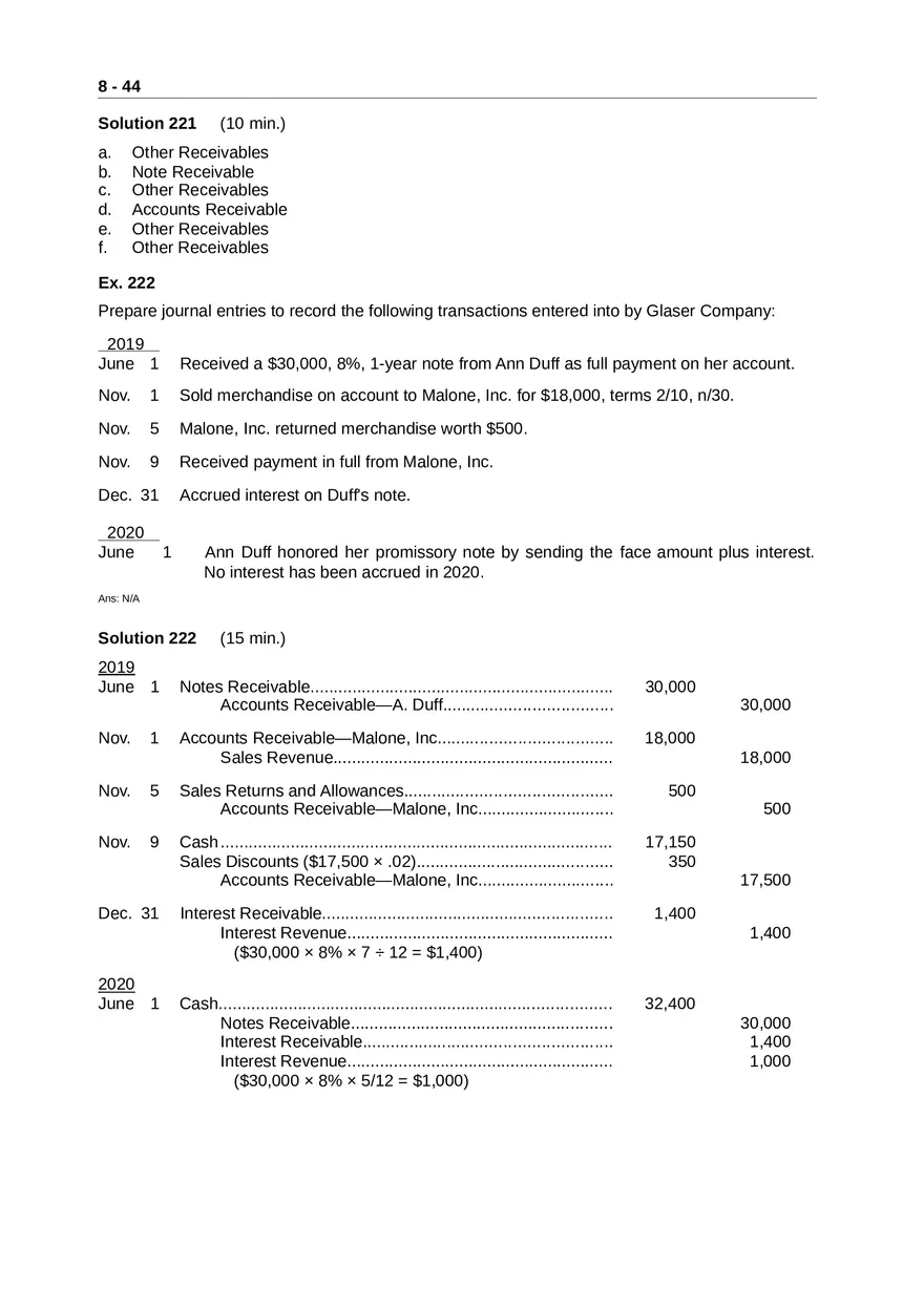 Accounting for Receivables Answer Key Part 5 - Page 3