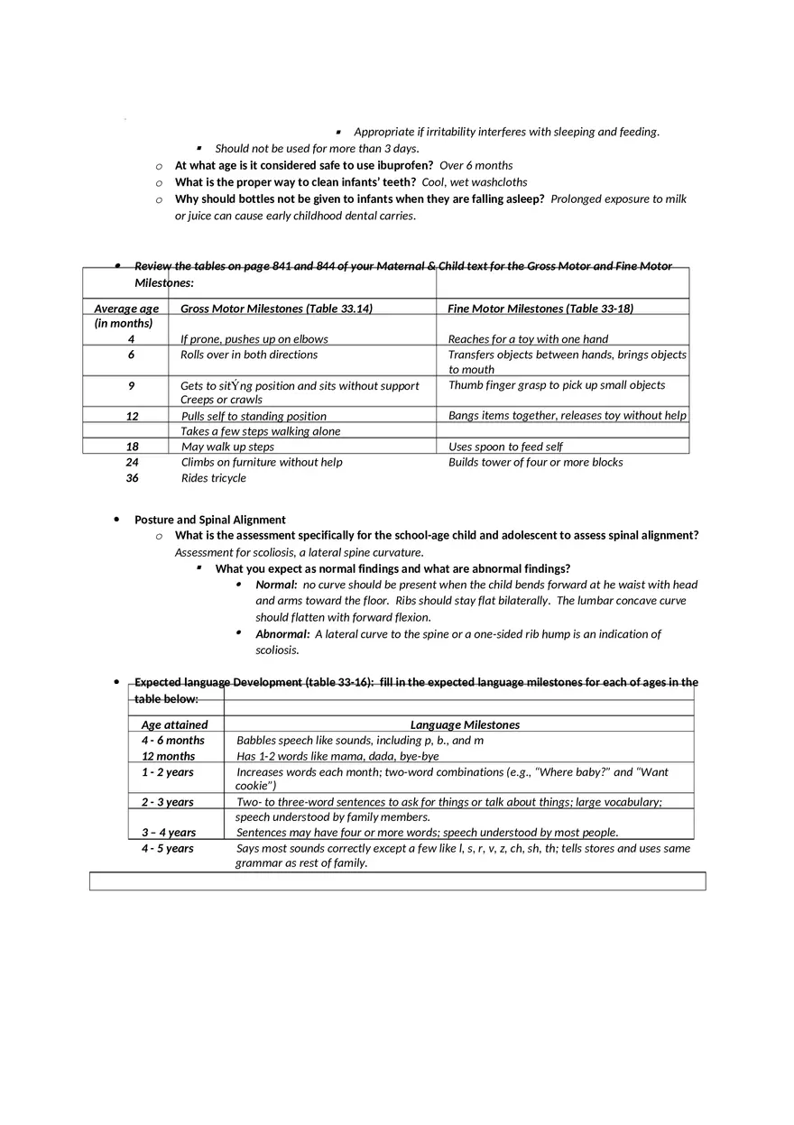 Growth and Development Module 1 Study Guide - Page 10