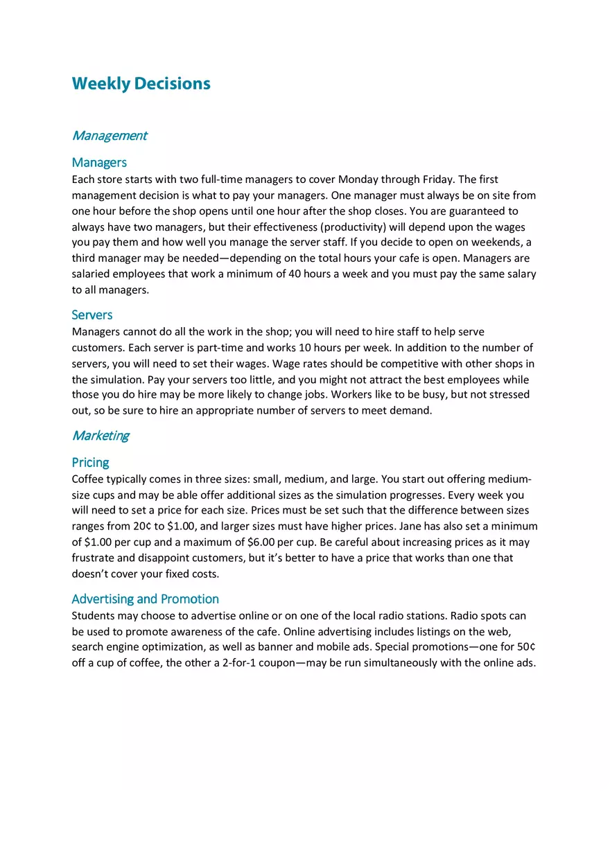 BizCafe Is a Computer Simulation Part 2 - Page 2