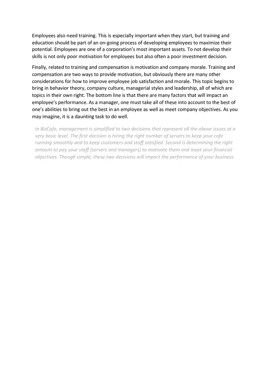 BizCafe Is a Computer Simulation Part 2 - Page 3