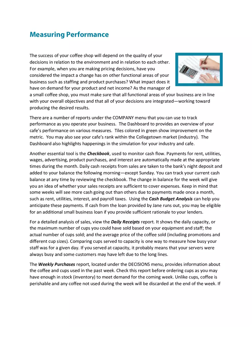 BizCafe Is a Computer Simulation Part 2 - Page 5