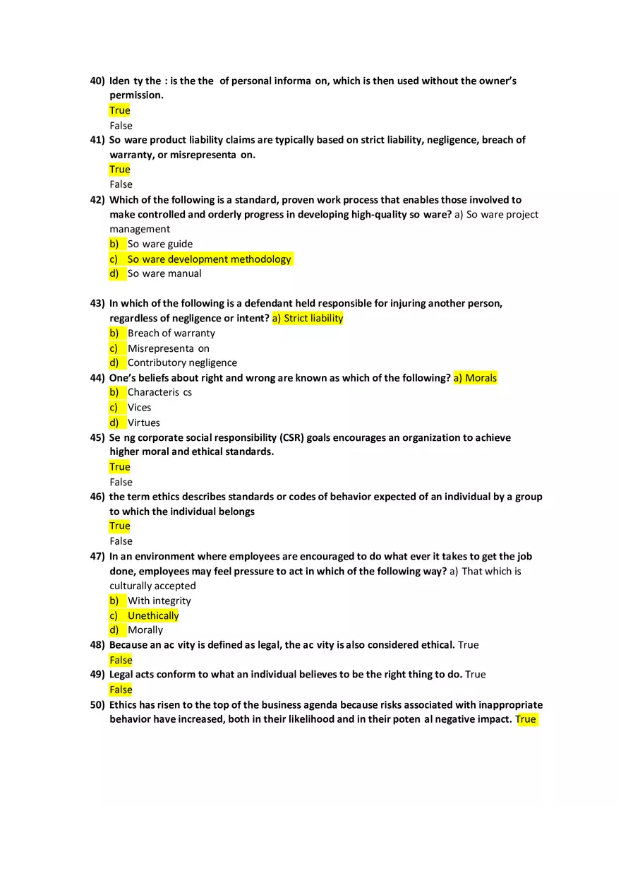 Computing Ethics and Society Answer Key 1 - Page 9