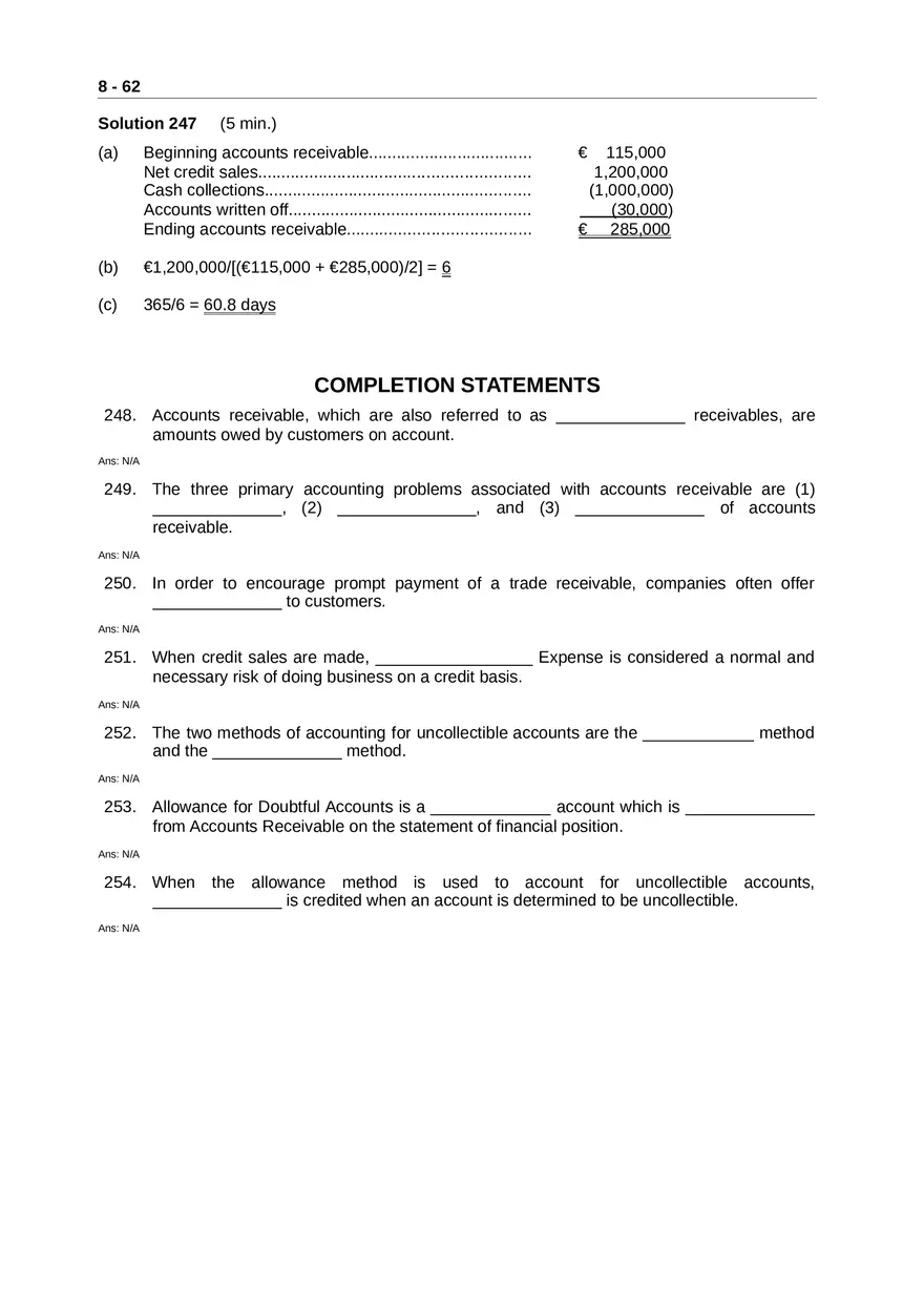 Accounting for Receivables Answer Key Part 7 - Page 1