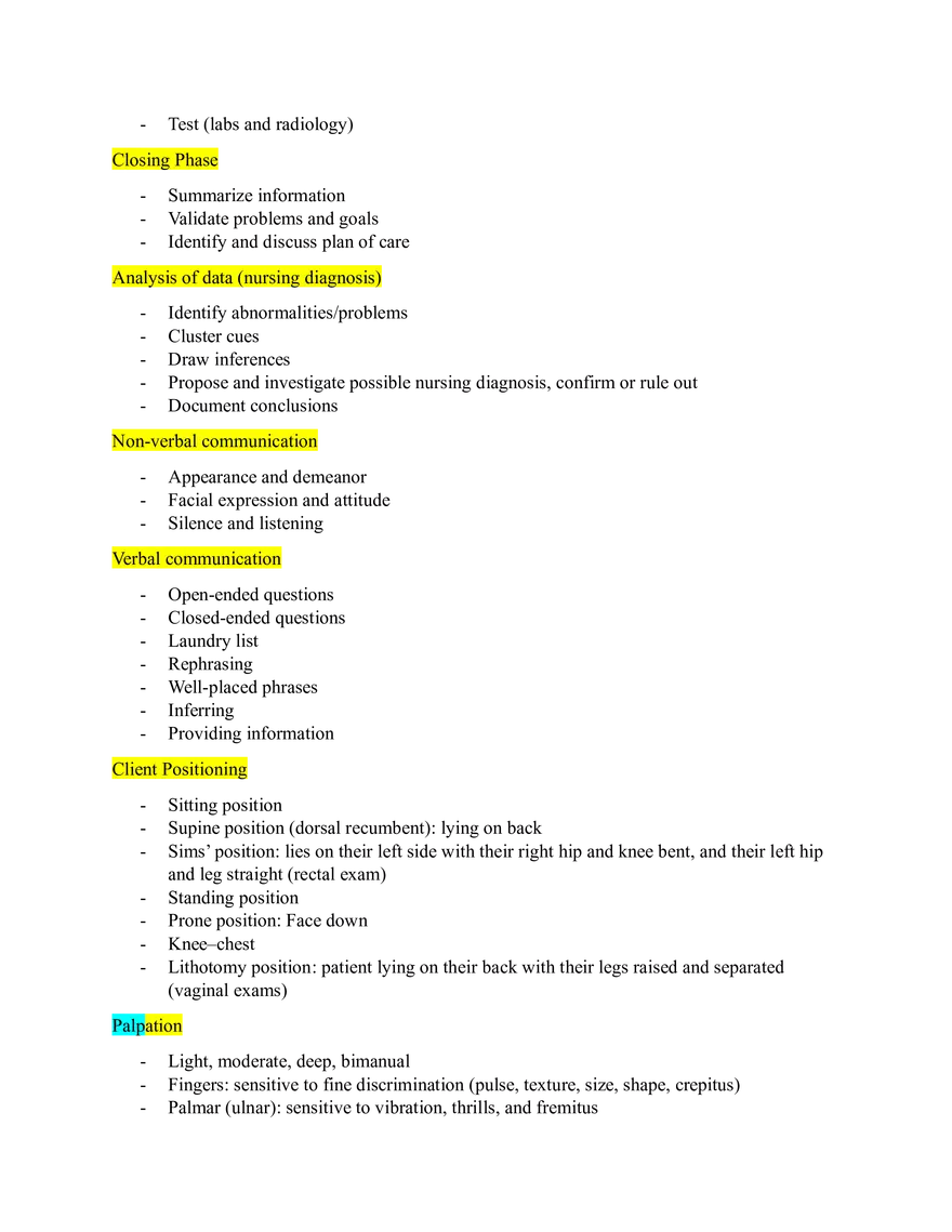 NUR 304 Comprehensive Final Exam Study Guide - Page 2