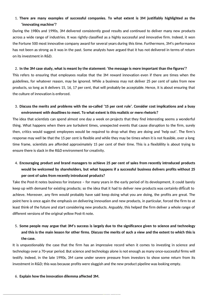 Answers to Innovation Management - Page 1