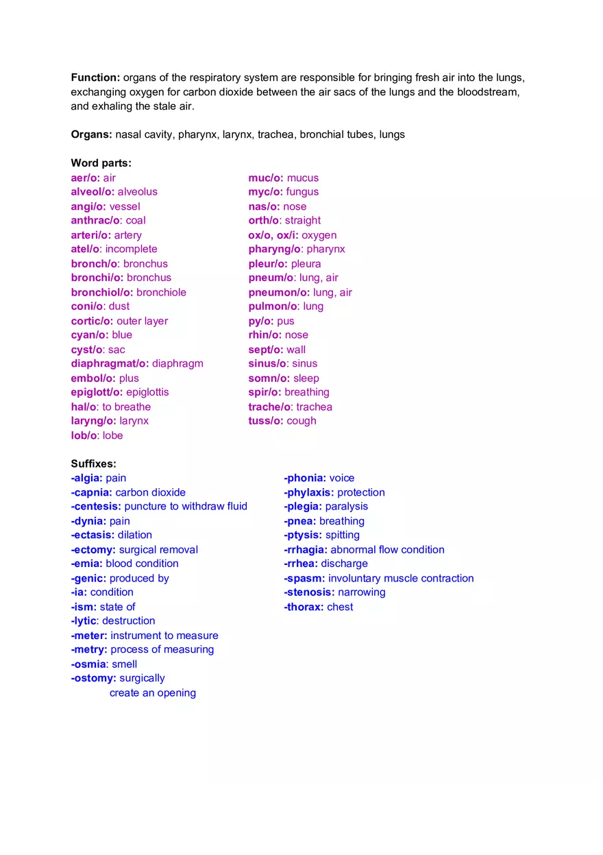 Ch. 7 - Respiratory System - Page 1