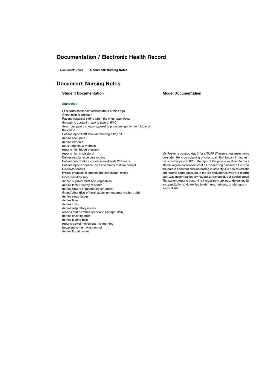 Documentation - Chest Pain - Page 1