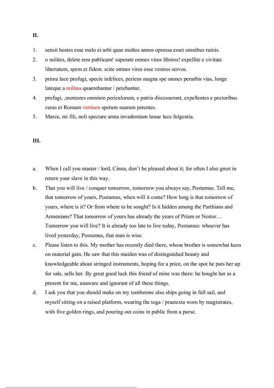 Answer Key for Latin. An Intensive Course Part 5 - Page 1