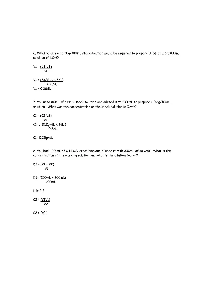 Math Review 1 - C1V1=C2V2 - Page 2