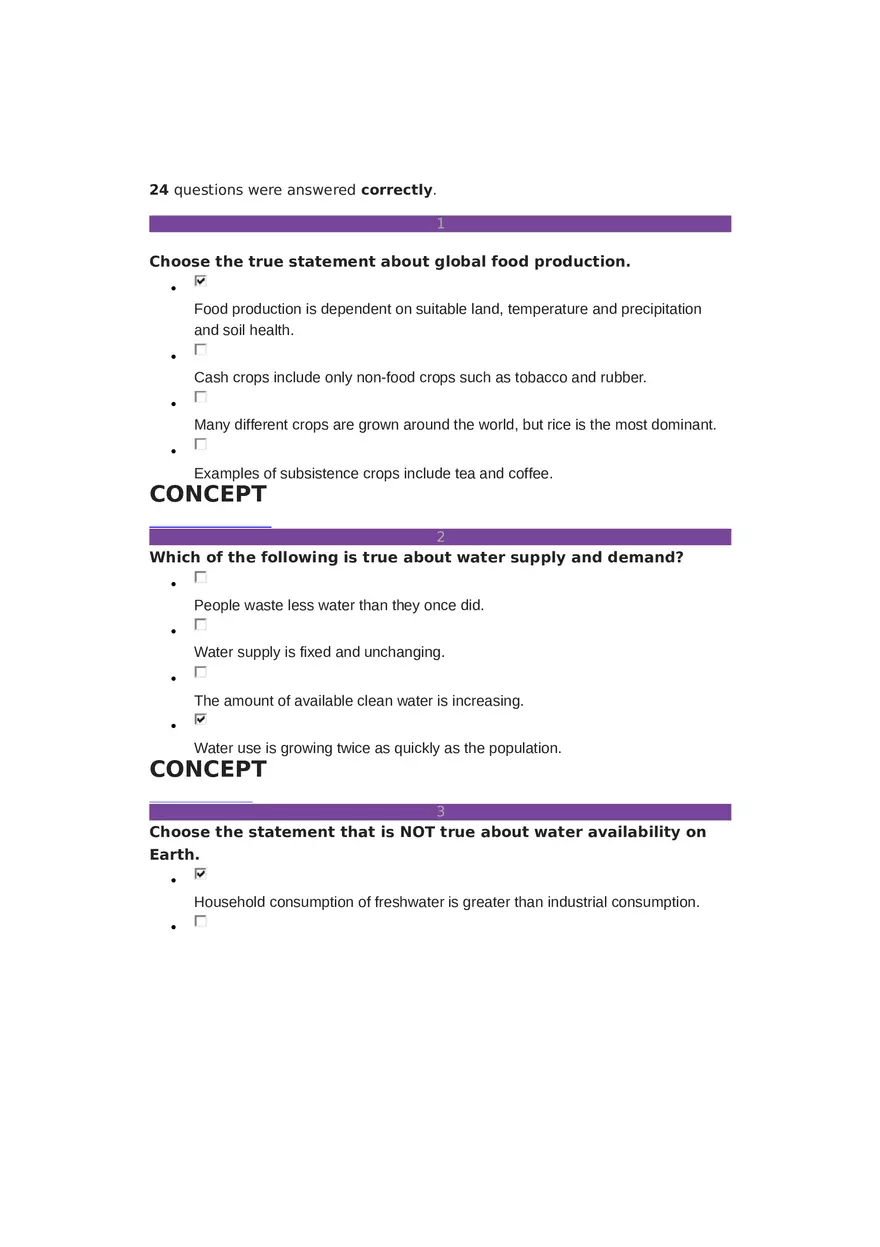 Environmental Science Unit 3 - 24 Questions - Page 1