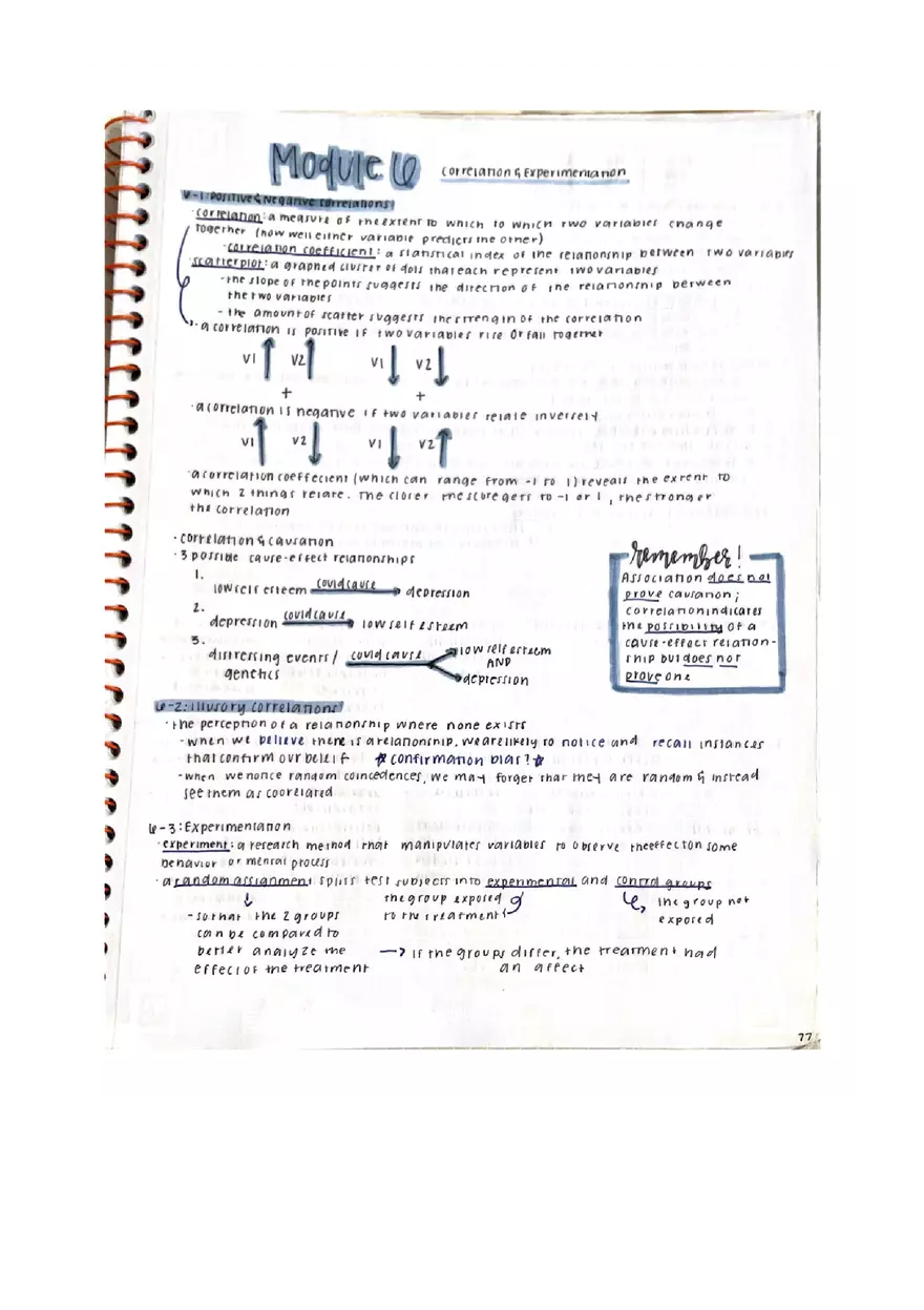 Psychology Module 6 - Correlation and Experimentation - Page 1