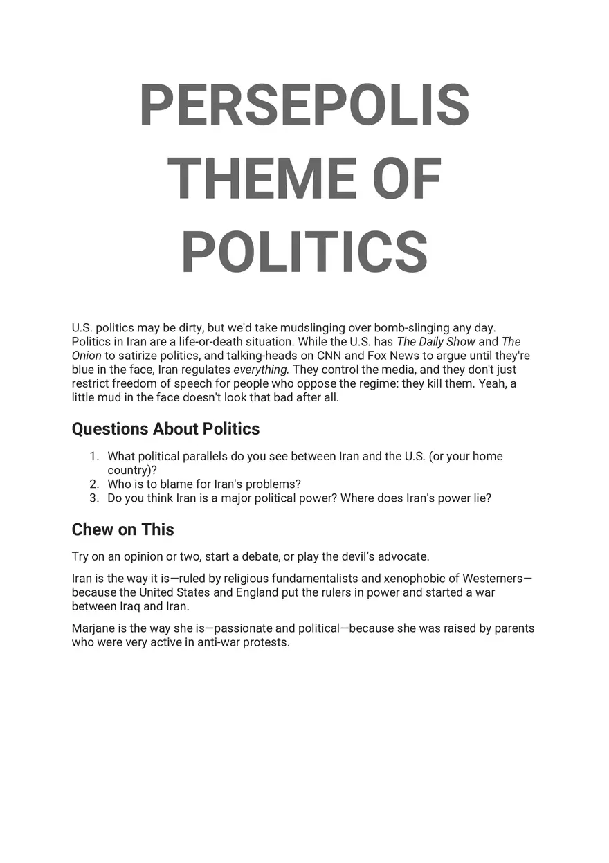 Persepolis Summary Part 5 - Page 1