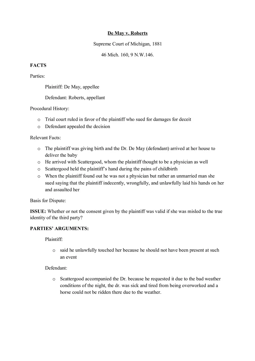 De May v Roberts Case - Page 1