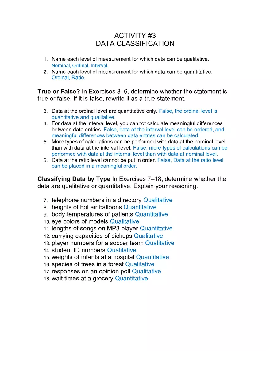 Activity 3 Statistics 1 - Page 1