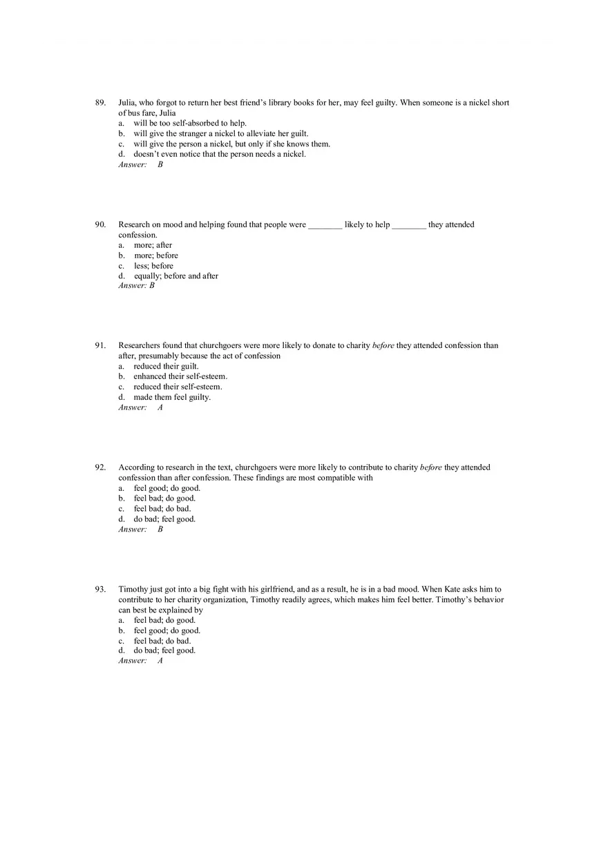 Prosocial Behavior - Why do People Help Answers 3 - Page 1