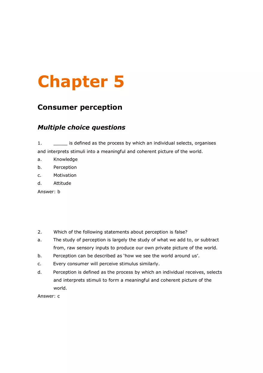 Consumer Perception Chapter 5 Answer Key 1 - Page 1