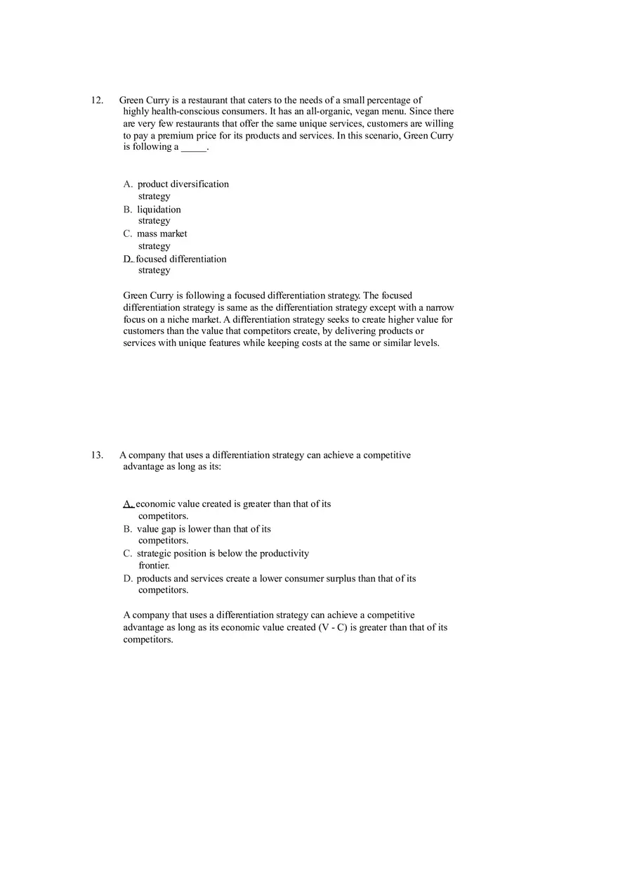 Differentiation, Cost Leadership, and Integration Answer Key Part 1 - Page 7