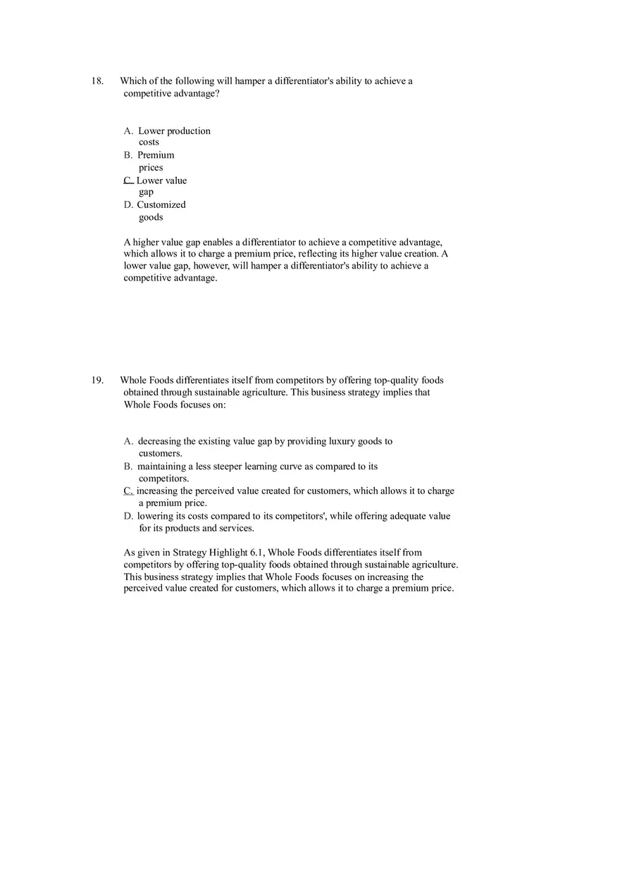 Differentiation, Cost Leadership, and Integration Answer Key Part 1 - Page 10