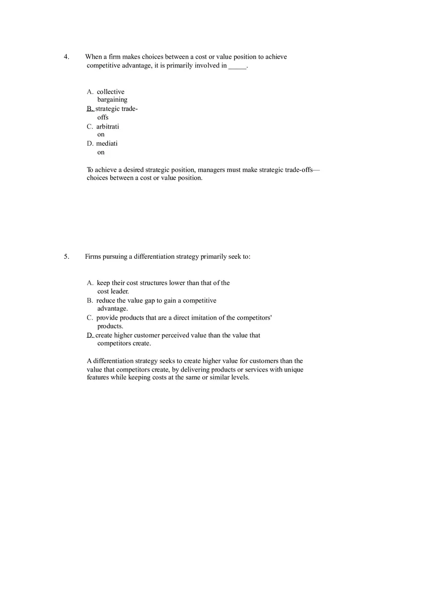 Differentiation, Cost Leadership, and Integration Answer Key Part 1 - Page 3