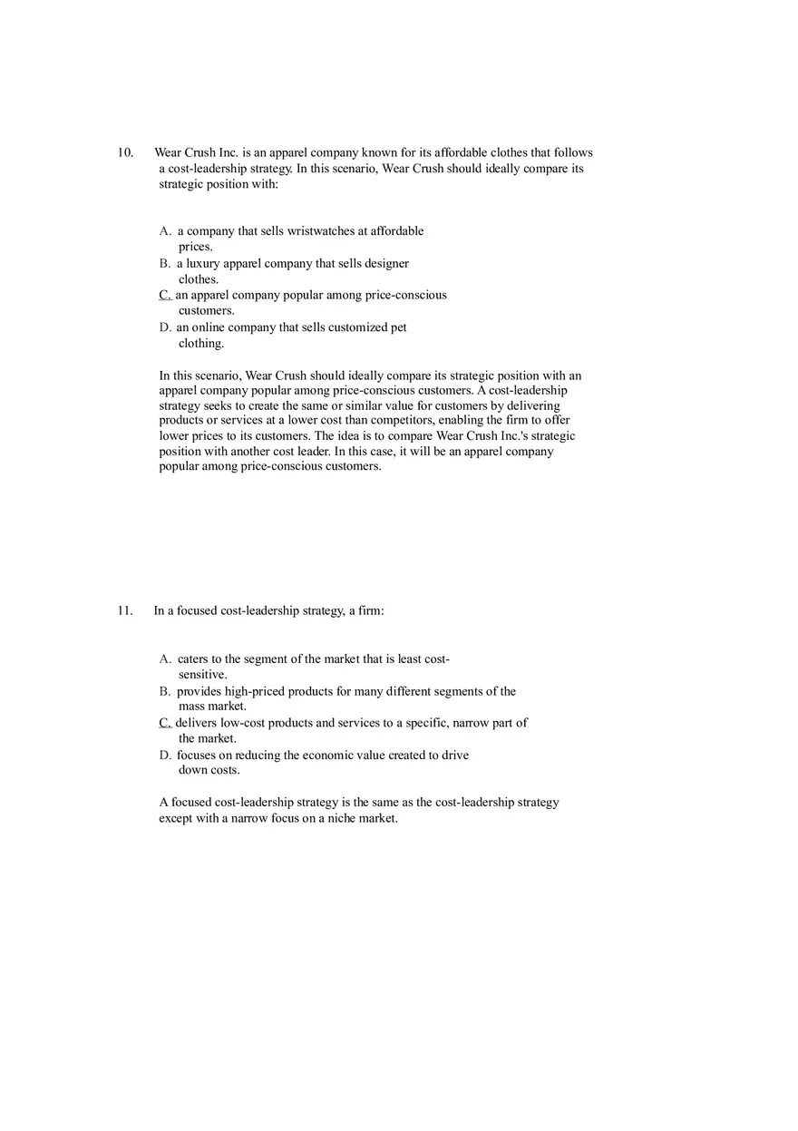 Differentiation, Cost Leadership, and Integration Answer Key Part 1 - Page 6
