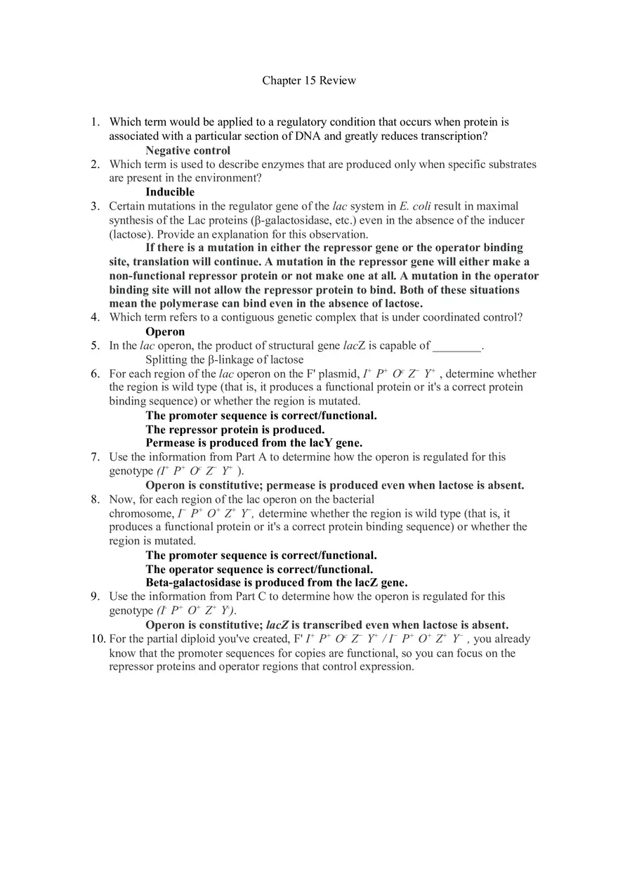 Genetics - Chapter 15 Review - Page 1