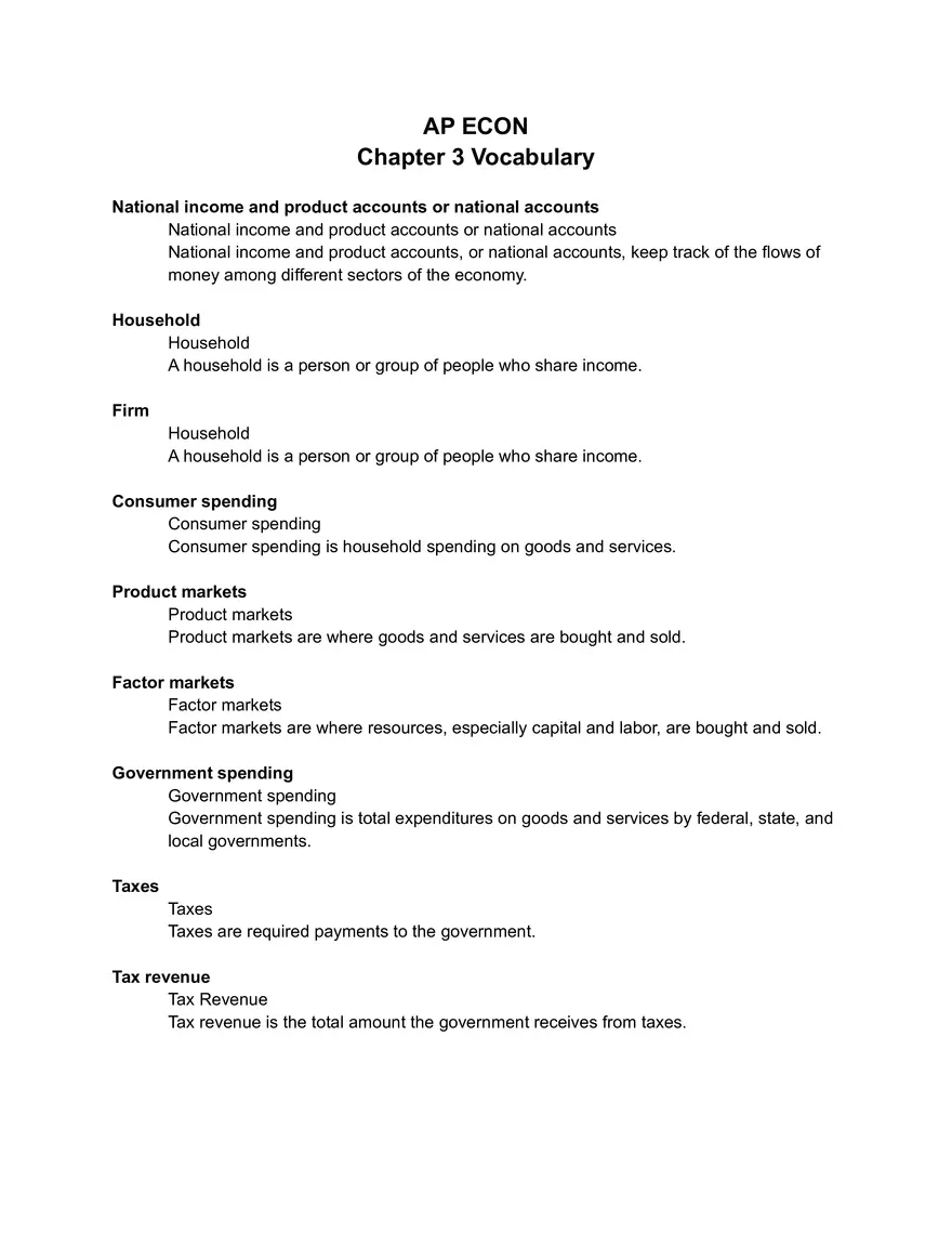 AP ECON Chapter 3 Vocabulary - Page 1