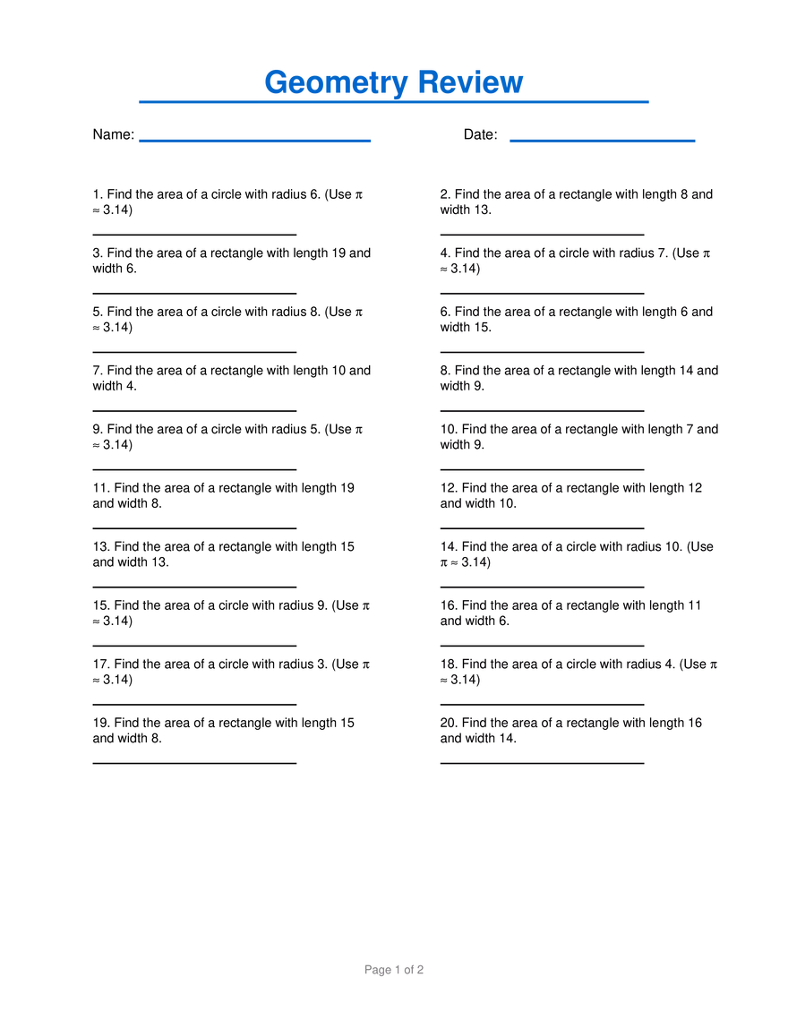 Geometry Review №1 - Page 1