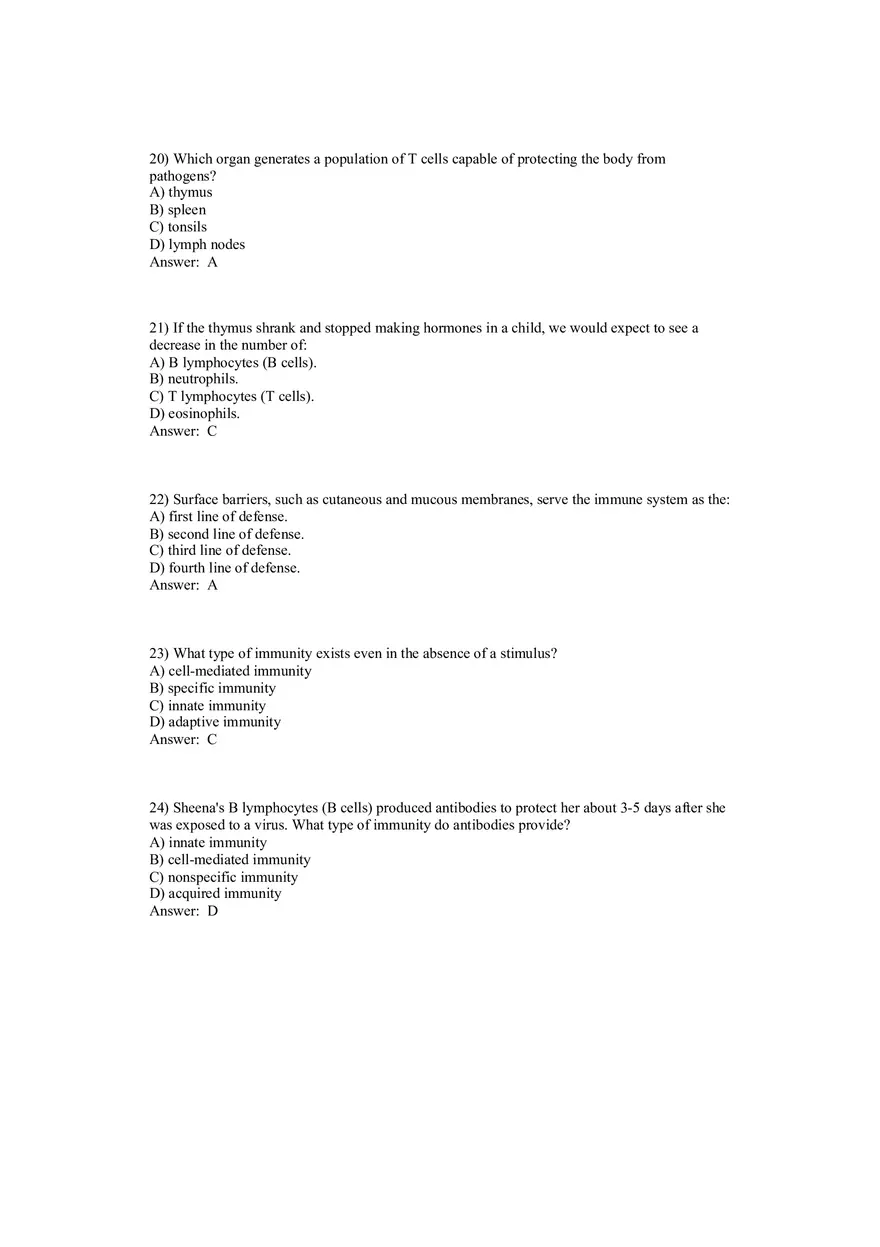 The Lymphatic System and Immunity Answer Key - Page 8