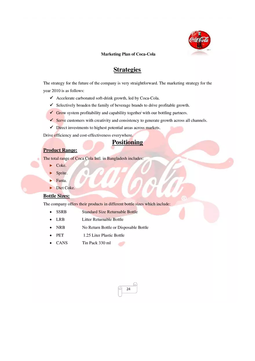 Marketing Plan of Coca-Cola Part 3 - Page 2