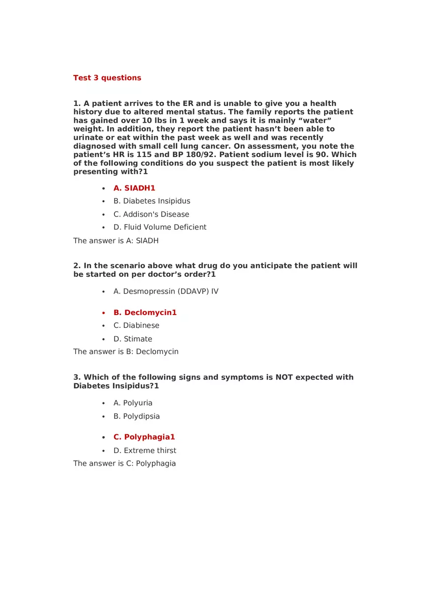 Community Health Nursing Test 3 Answer Key 1 - Page 1