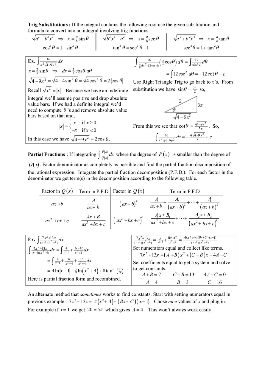 Calculus Cheat Sheet Integrals - Page 3