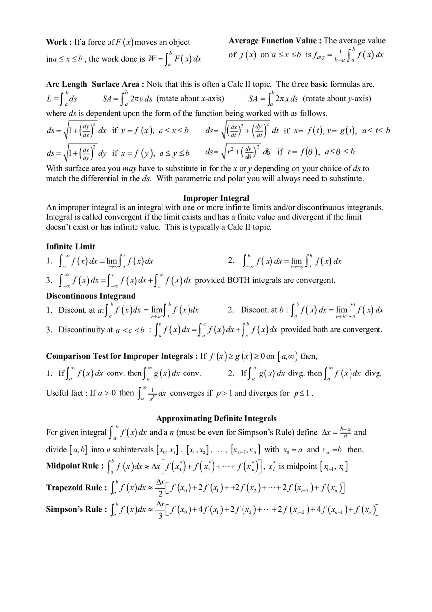 Calculus Cheat Sheet Integrals - Page 5