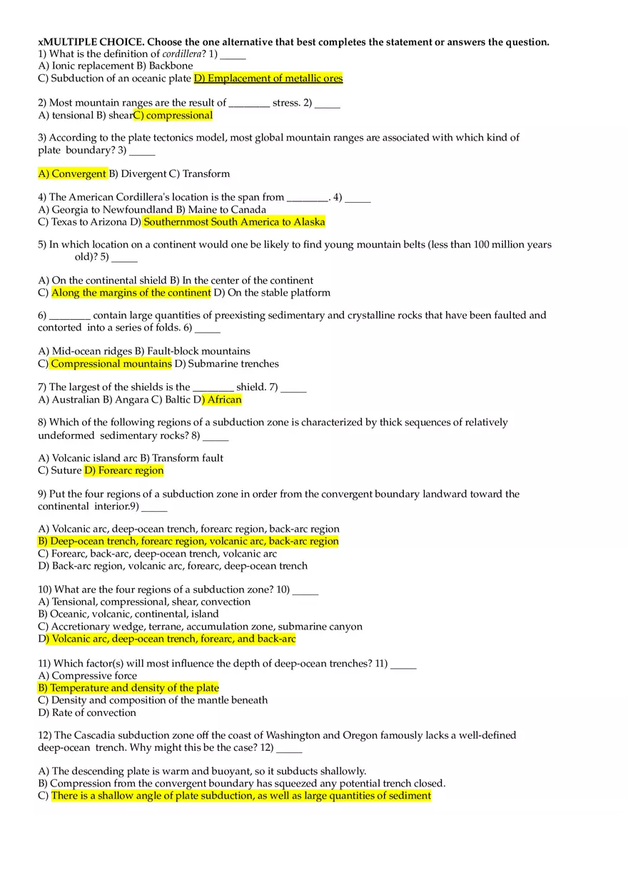 Cordillera Review Sheet - Page 1