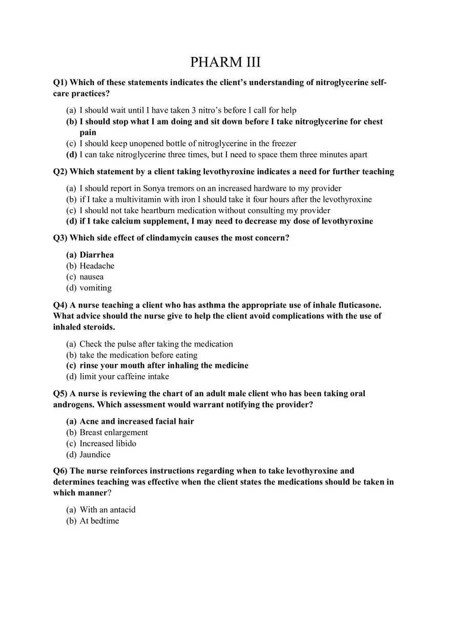 Pharmacology III Patient Education and Drug Effects - Page 1