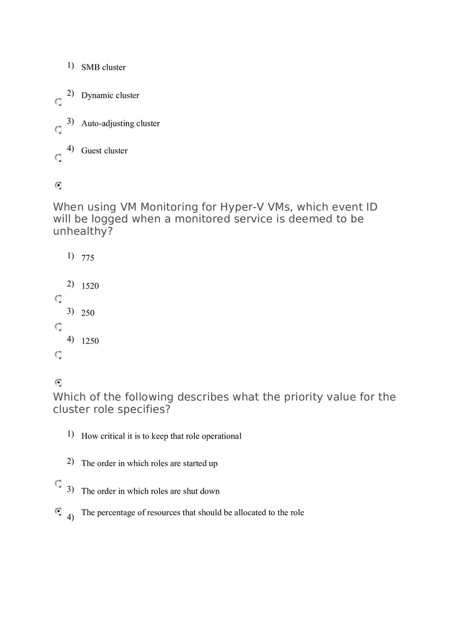 Failover Clustering and VM Monitoring in Hyper-V Environments Quiz - Page 4