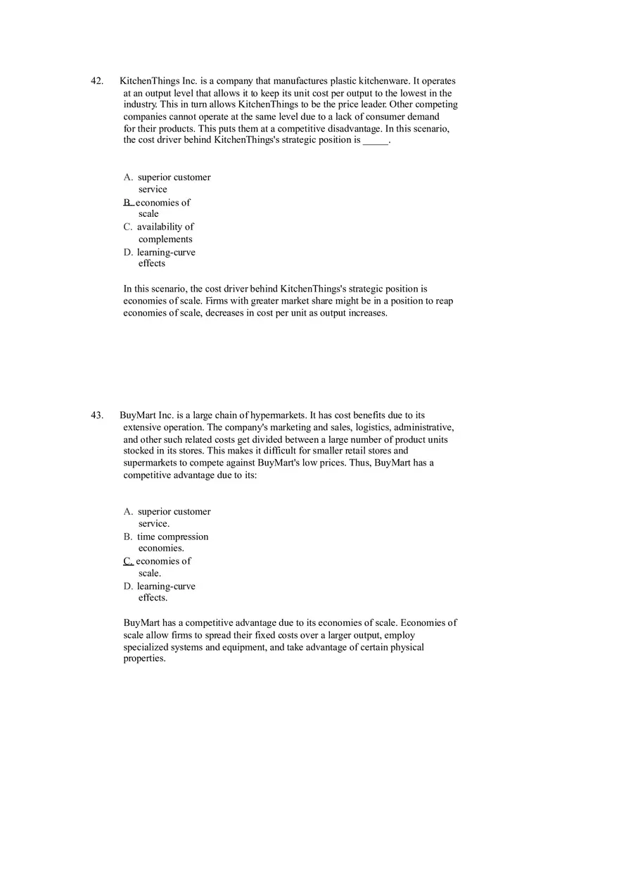Differentiation, Cost Leadership, and Integration Answer Key Part 3 - Page 2