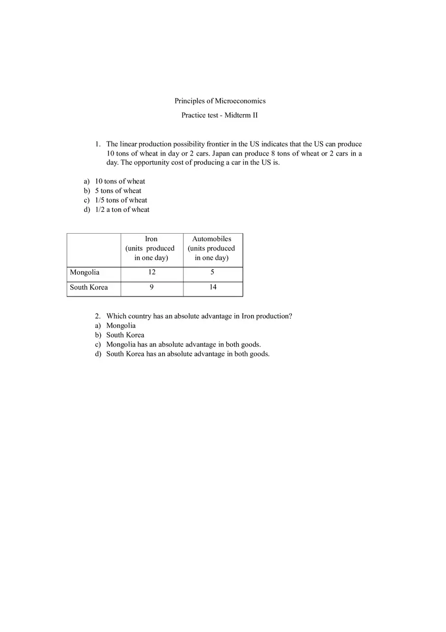 Linear Production - Microeconomics - Page 1