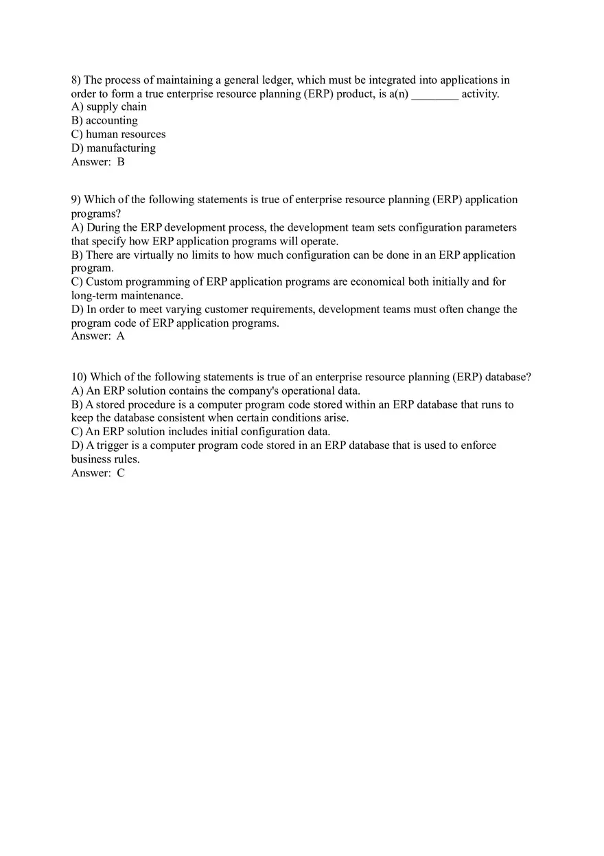 Enterprise Resource Planning (ERP) Systems (Answer Key) - Page 7