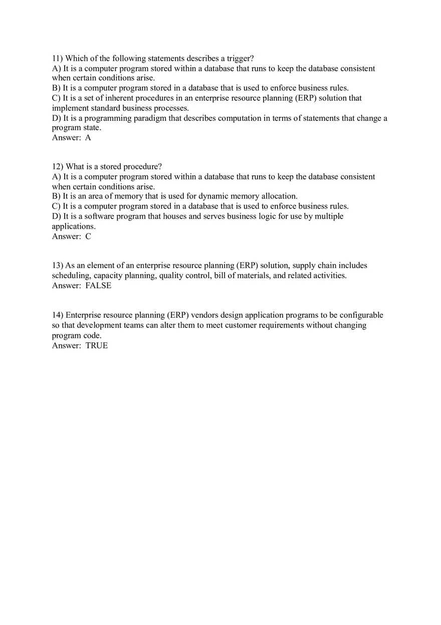 Enterprise Resource Planning (ERP) Systems (Answer Key) - Page 8