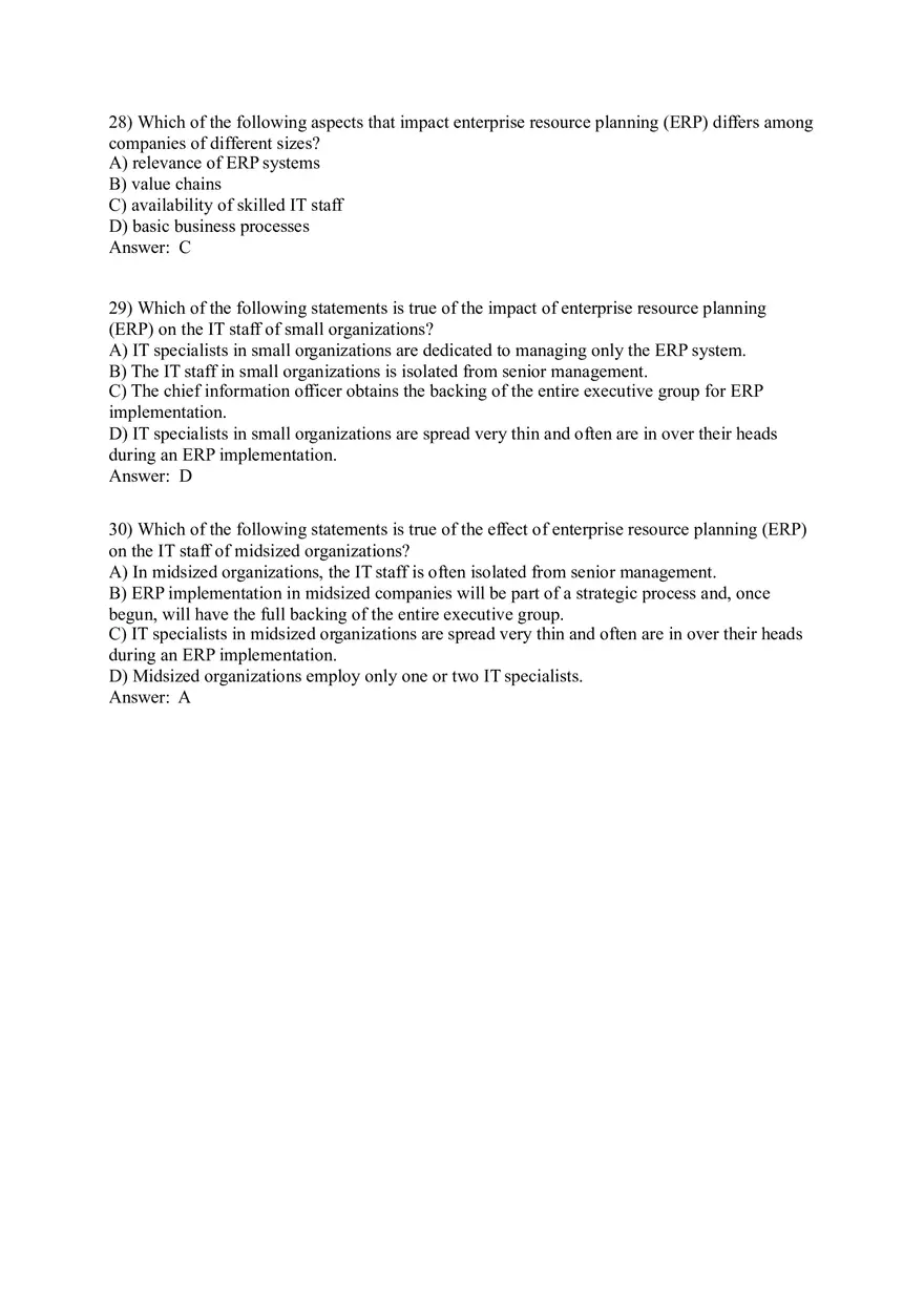 Enterprise Resource Planning (ERP) Systems (Answer Key) - Page 12