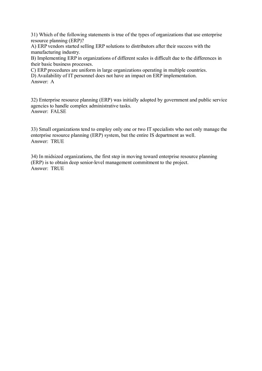 Enterprise Resource Planning (ERP) Systems (Answer Key) - Page 13