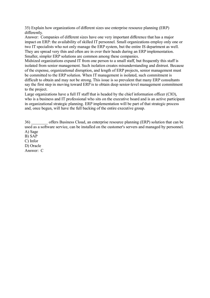 Enterprise Resource Planning (ERP) Systems (Answer Key) - Page 14